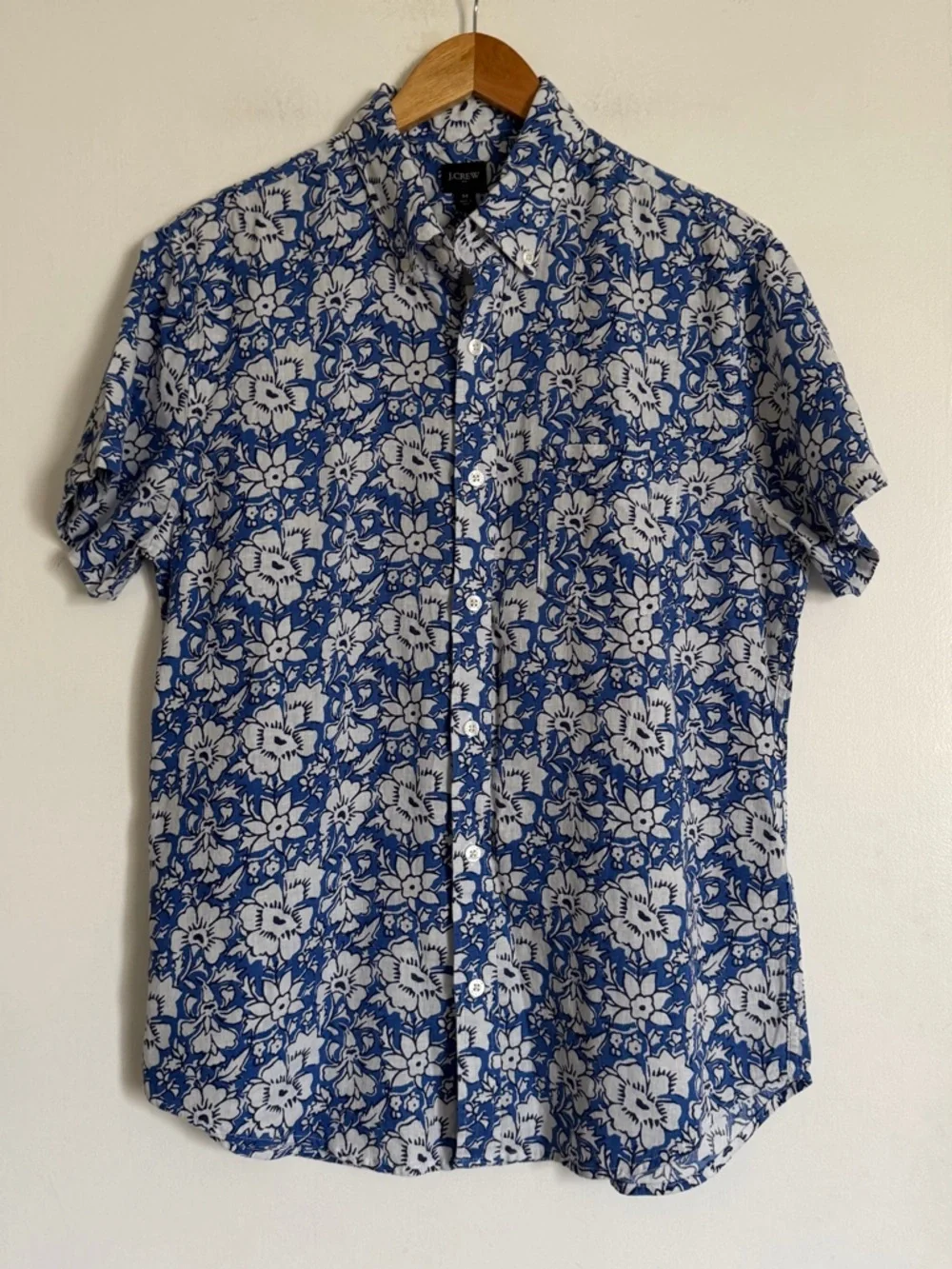 NWT J. Crew Men’s Printed Short Sleeve Slim Button Down Linen Blend Top size M